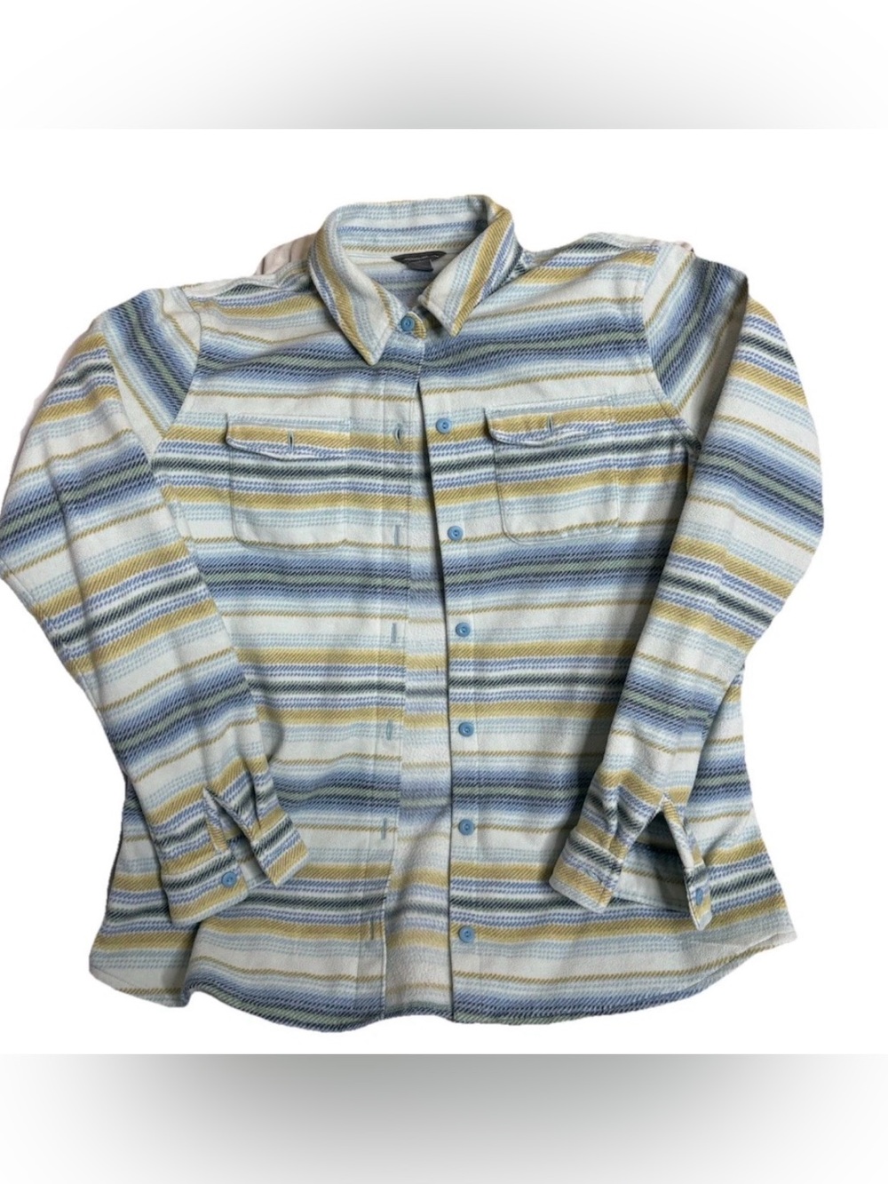 Eddie Bauer Women's Fleece Shirt Jacket Multicolor Striped Button Up L
